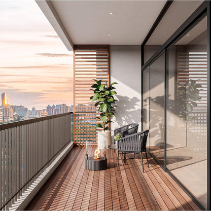 EcoSmart Fire T-Lite 8 21" Black Freestanding Designer Fireplace with Black Burner by MAD Design Group