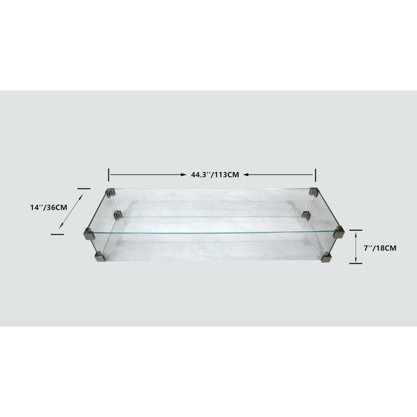 Elementi 14" Rectangle Clear Tempered Glass Table Windscreen ONC05-005
