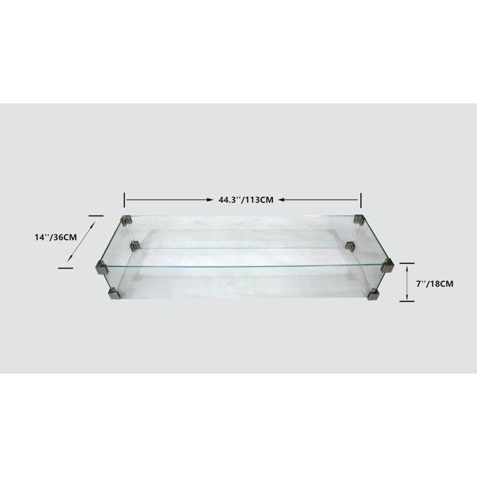 Elementi 14" Rectangle Clear Tempered Glass Table Windscreen ONC05-005