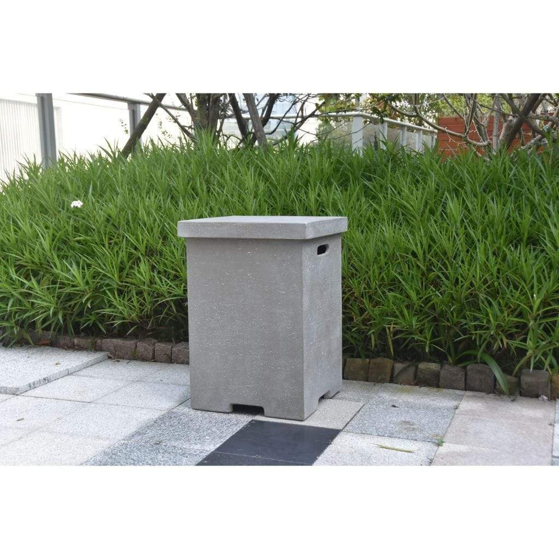 Elementi 18" Square Light Gray Concrete Liquid Propane Tank Cover with Top Removable (ONB01-105)