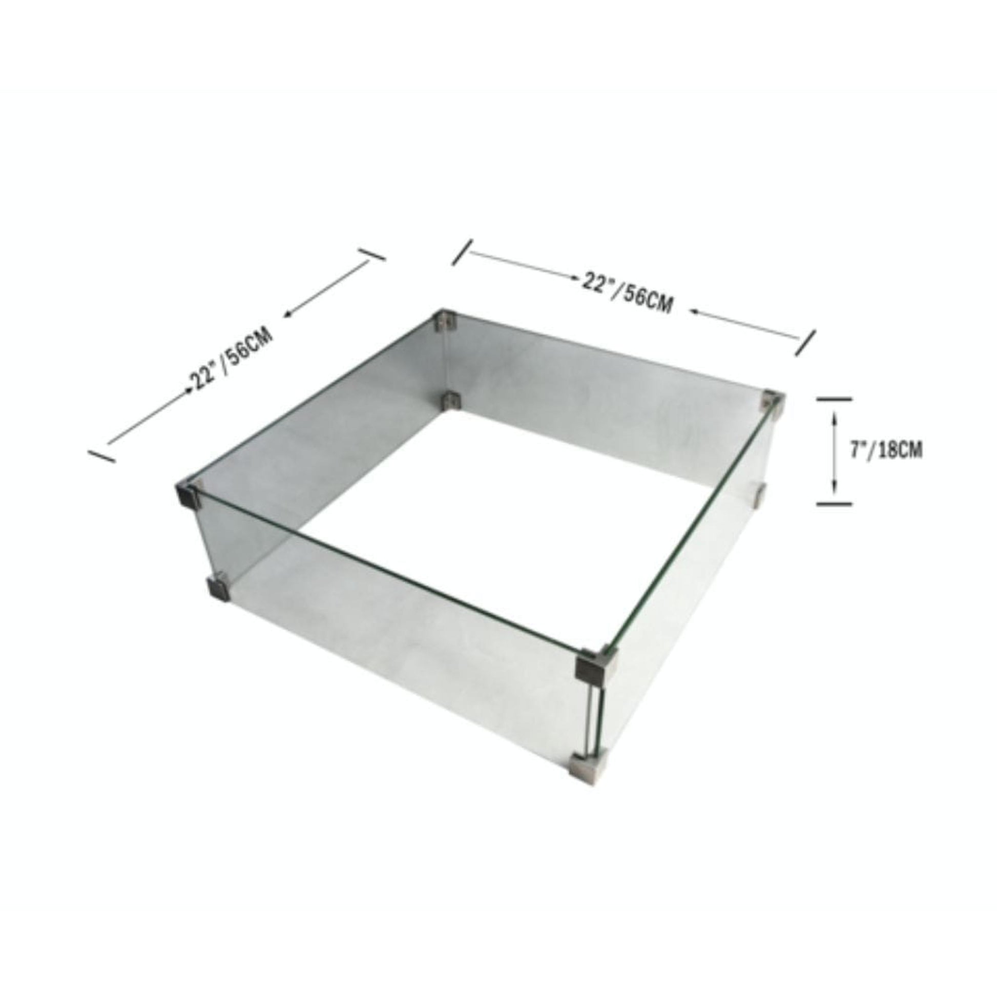 Elementi Birmingham 22" Square Clear Tempered Glass Table Wind Screen (ONF01-219D)