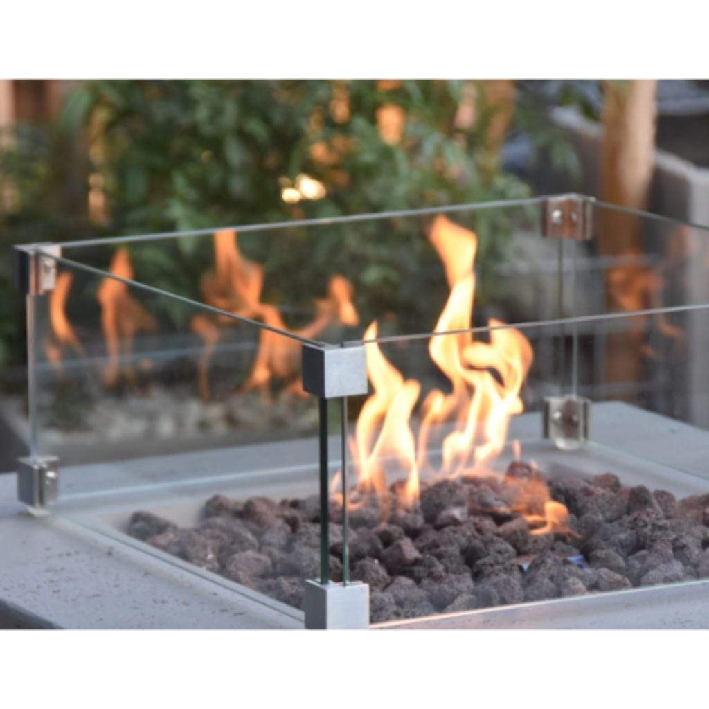 Elementi 22" Square Clear Tempered Glass Table Wind Screen for Manhattan Fire Table