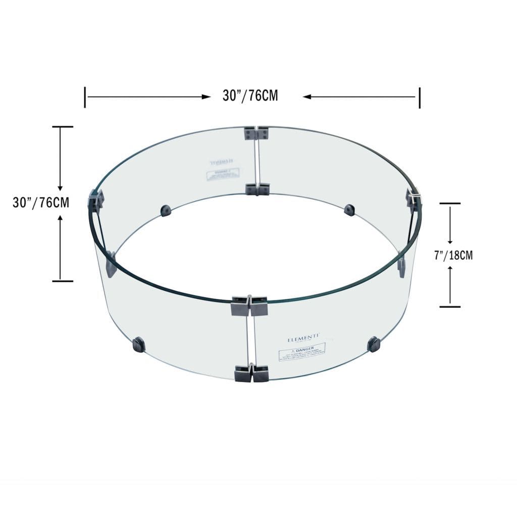 Elementi 30" Round Clear Tempered Glass Table Wind Screen ONC05-002