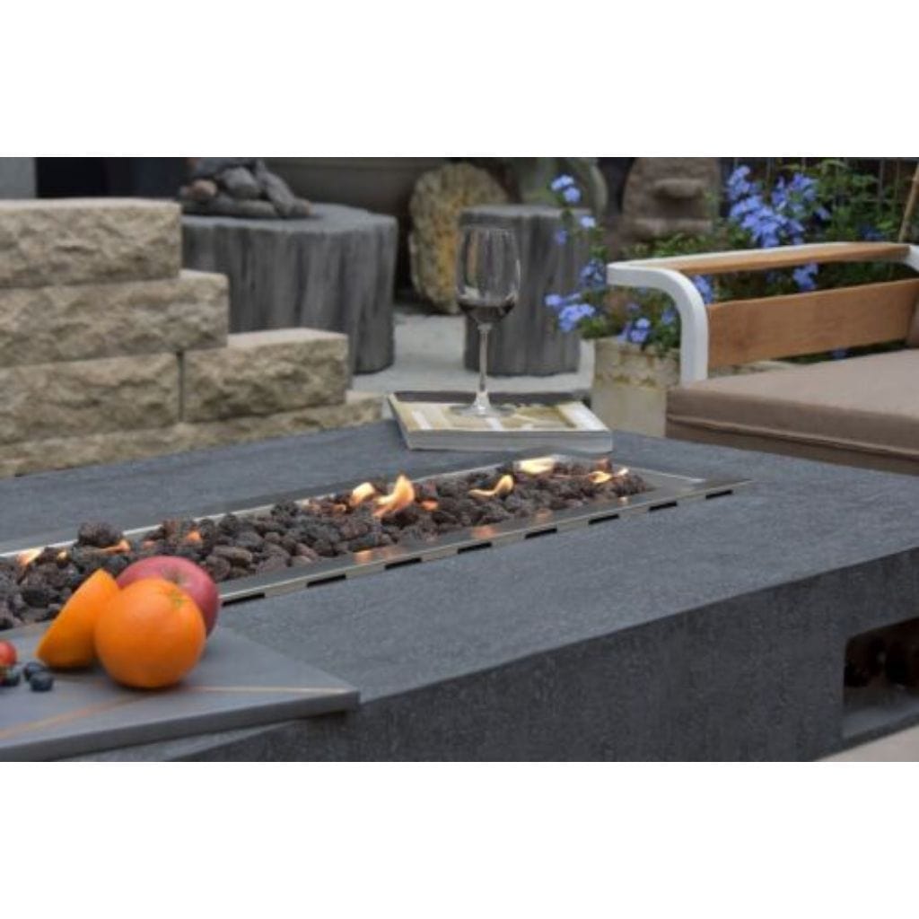 Elementi 56" Dark Gray Hampton Rectangular Outdoor Gas Firepit Dining Table