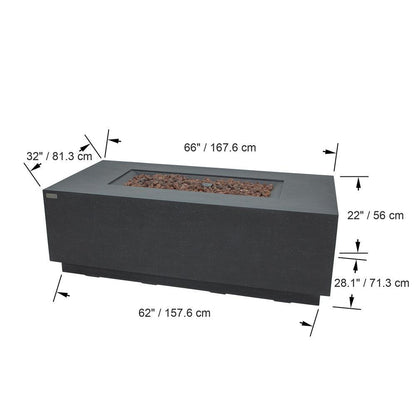 Elementi Andes 32" Rectangle Dark Grey Concrete Propane Fire Table
