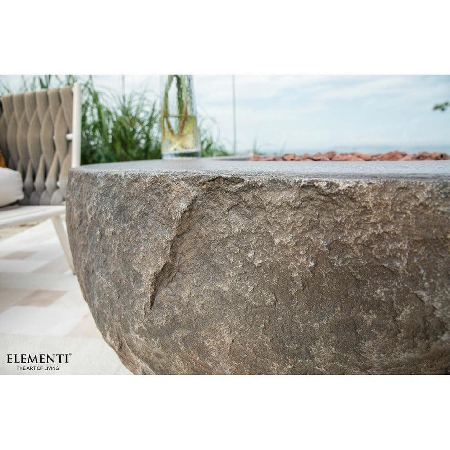 Elementi Boulder 35" Round Concrete Natural Gas Fire Table