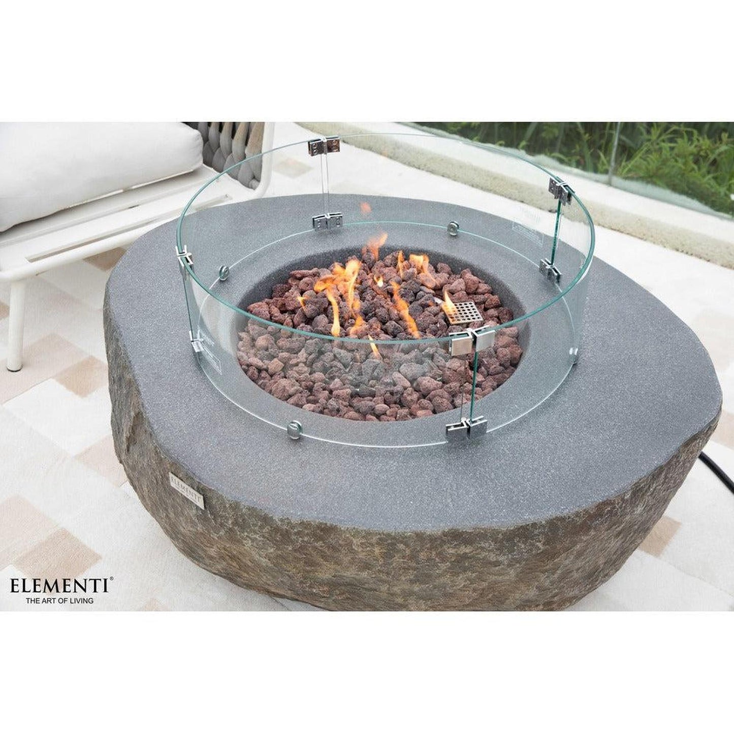 Elementi Boulder 35" Round Concrete Natural Gas Fire Table