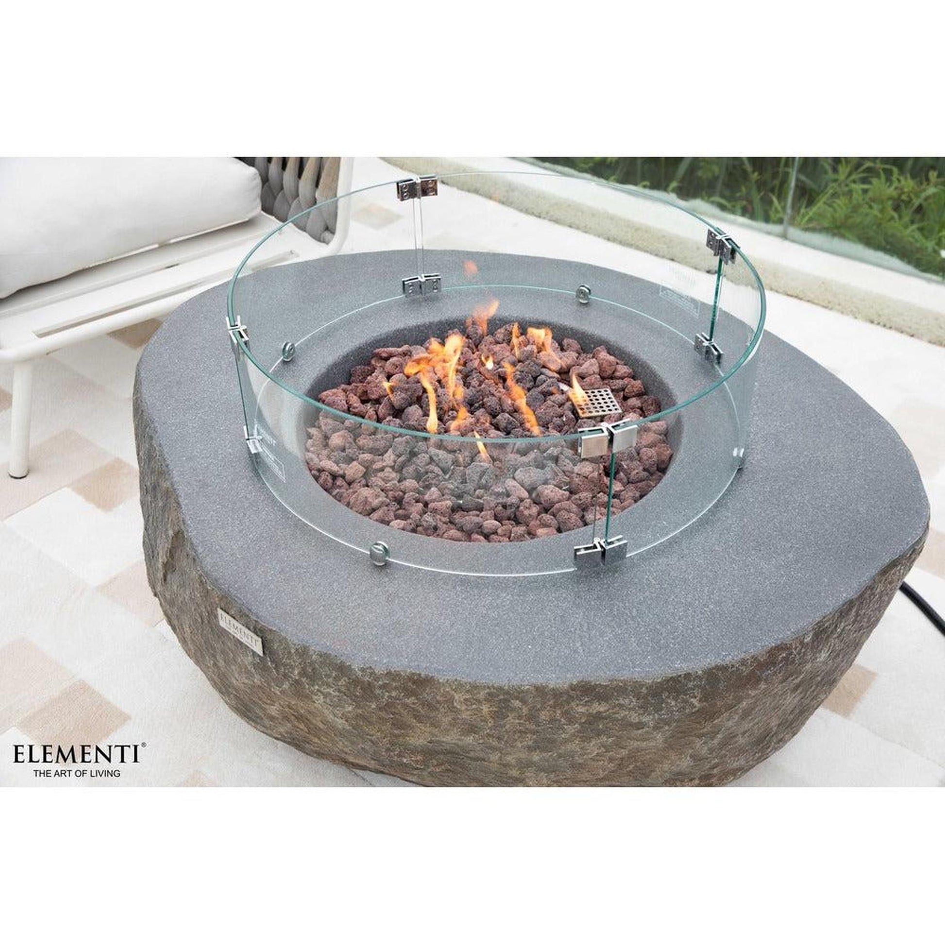 Elementi Boulder 35" Round Concrete Natural Gas Fire Table