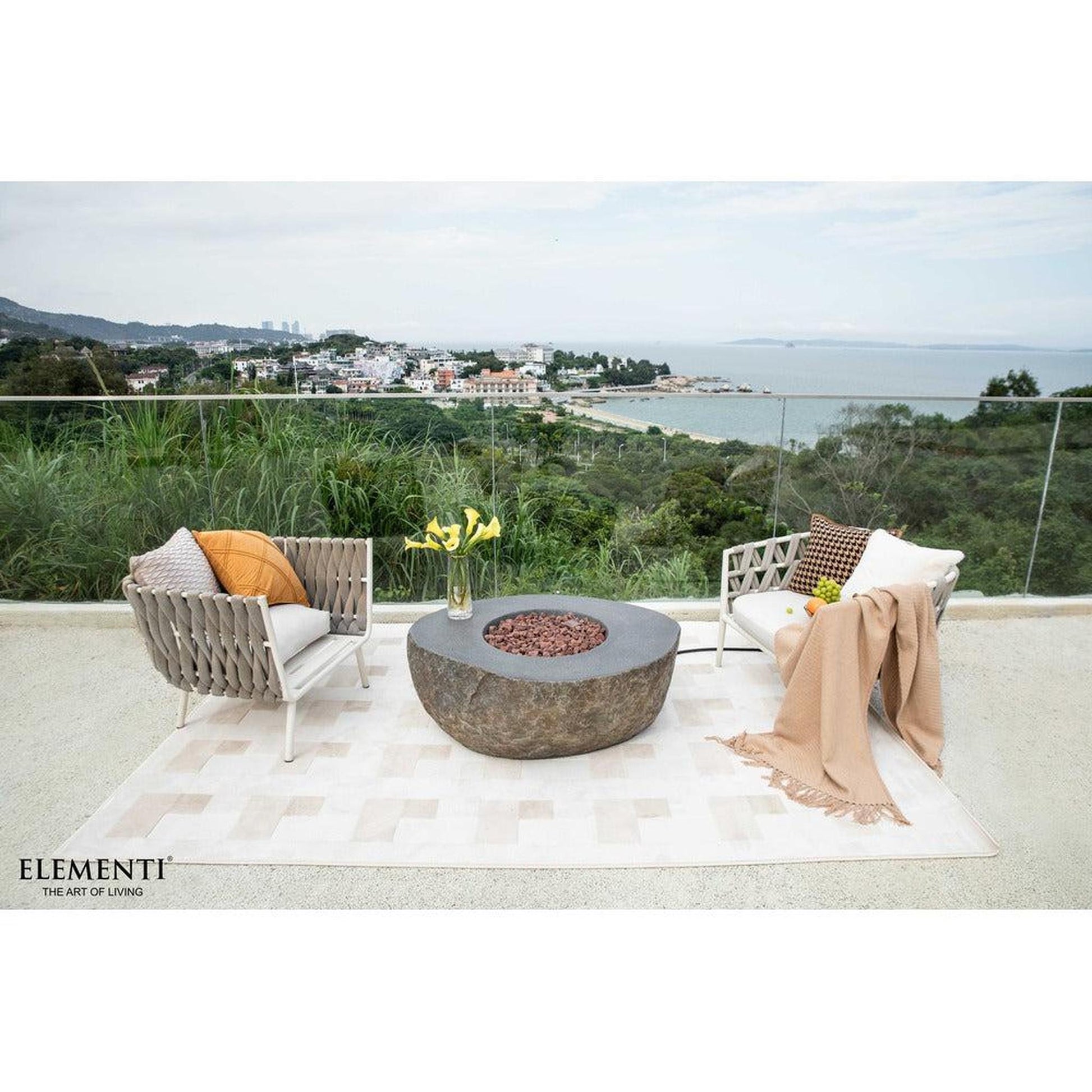 Elementi Boulder 35" Round Concrete Natural Gas Fire Table