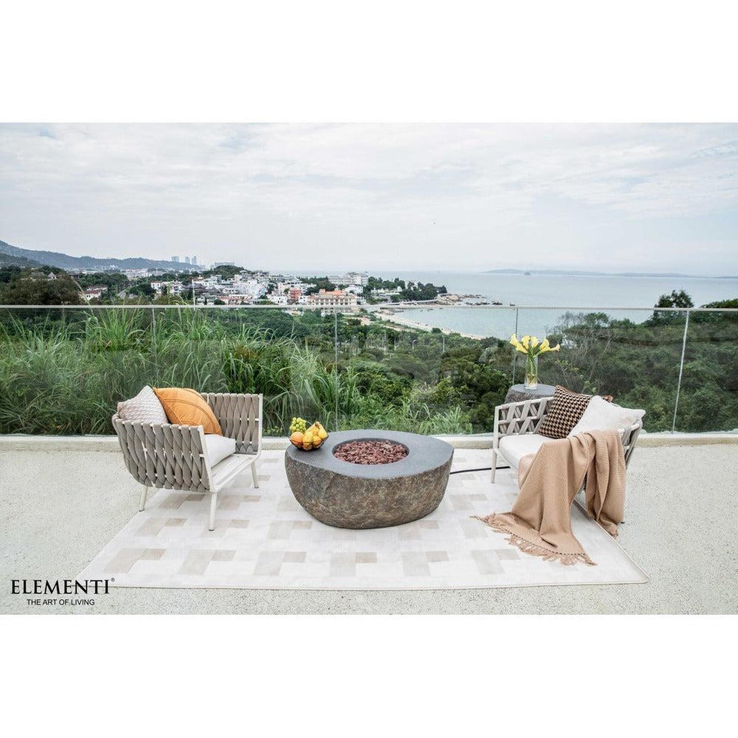 Elementi Boulder 35" Round Concrete Natural Gas Fire Table