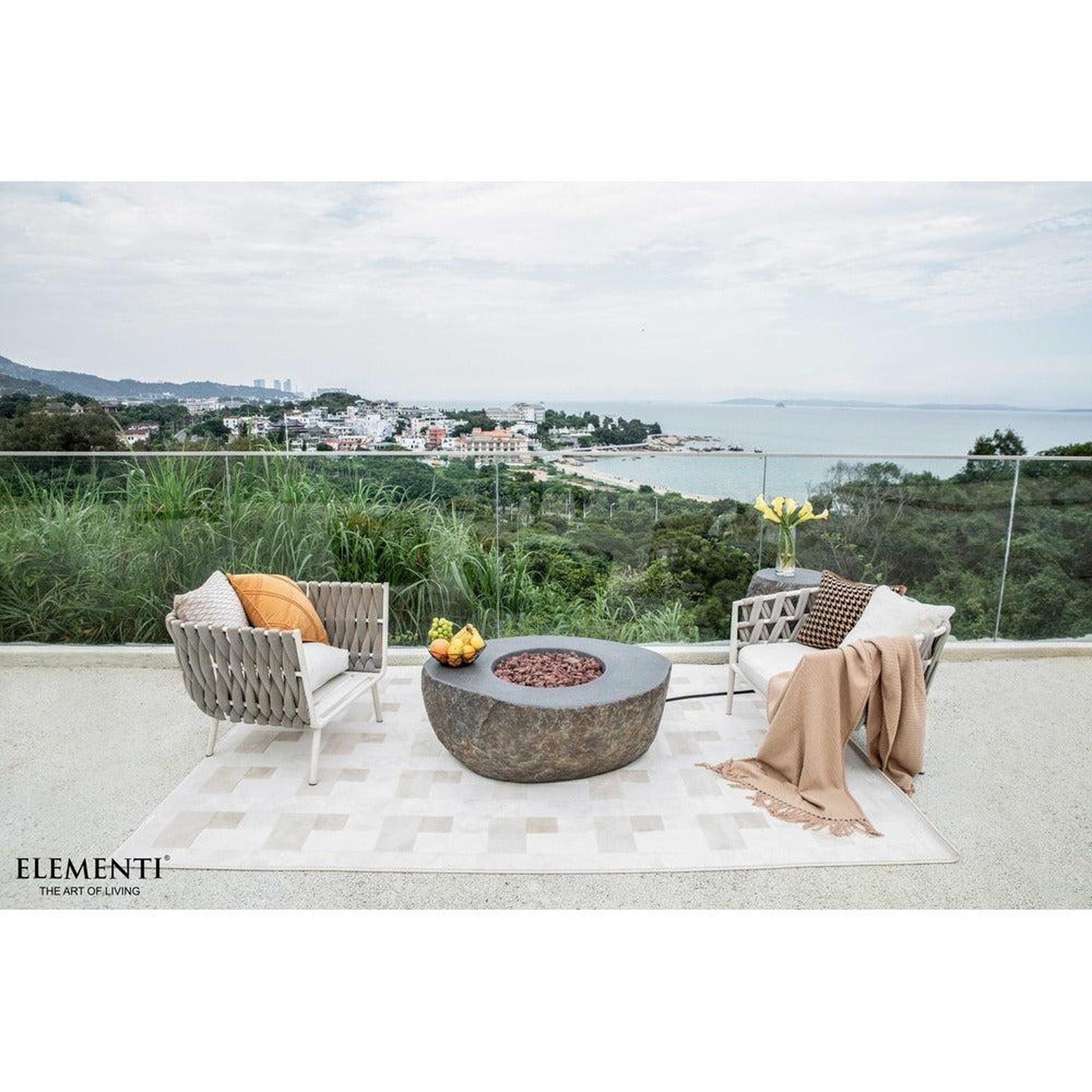Elementi Boulder 35" Round Concrete Natural Gas Fire Table