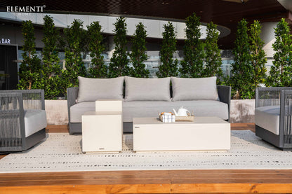 Elementi Capri 88" Dark Grey Aluminum Outdoor 3 Seat Sofa with Sunbrella Cushions