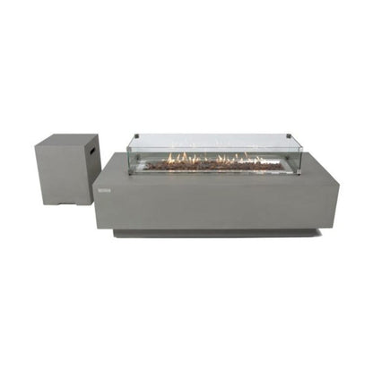 Elementi Granville 27" Rectangle Frosted Cream White Concrete Natural Gas Fire Table