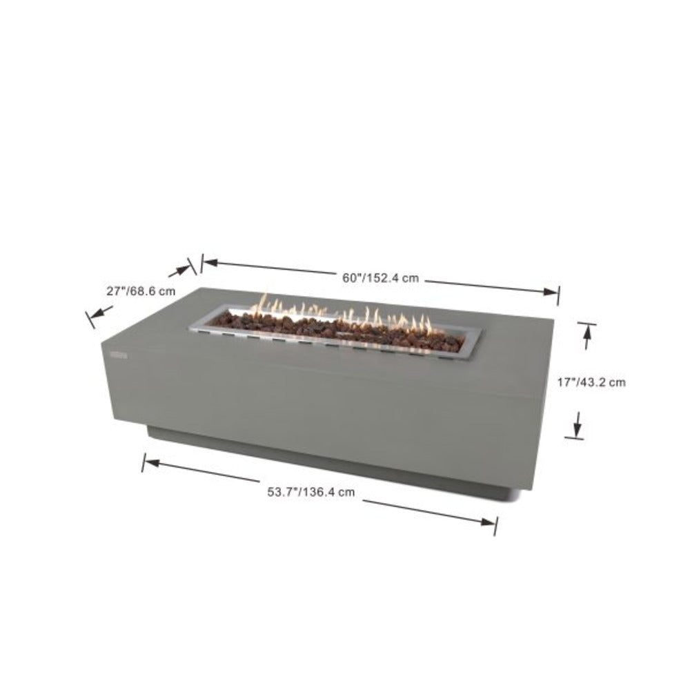 Elementi Granville 27" Rectangle Frosted Cream White Concrete Natural Gas Fire Table