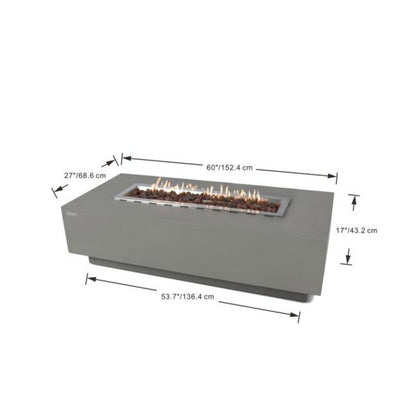 Elementi Granville 27" Rectangle Frosted Cream White Concrete Natural Gas Fire Table
