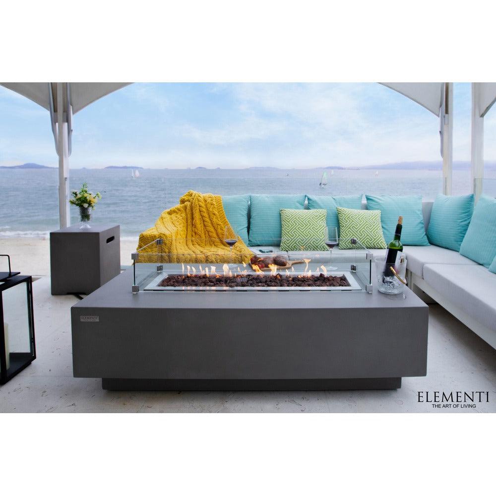 Elementi Granville 27" Rectangle Frosted Cream White Concrete Natural Gas Fire Table