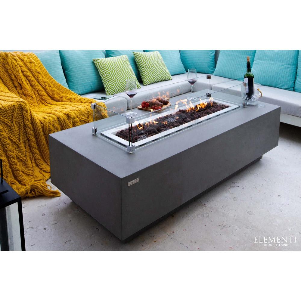 Elementi Granville 27" Rectangle Frosted Cream White Concrete Natural Gas Fire Table
