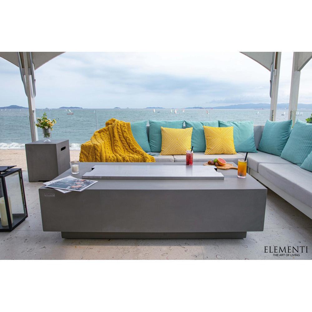 Elementi Granville 27" Rectangle Frosted Cream White Concrete Natural Gas Fire Table