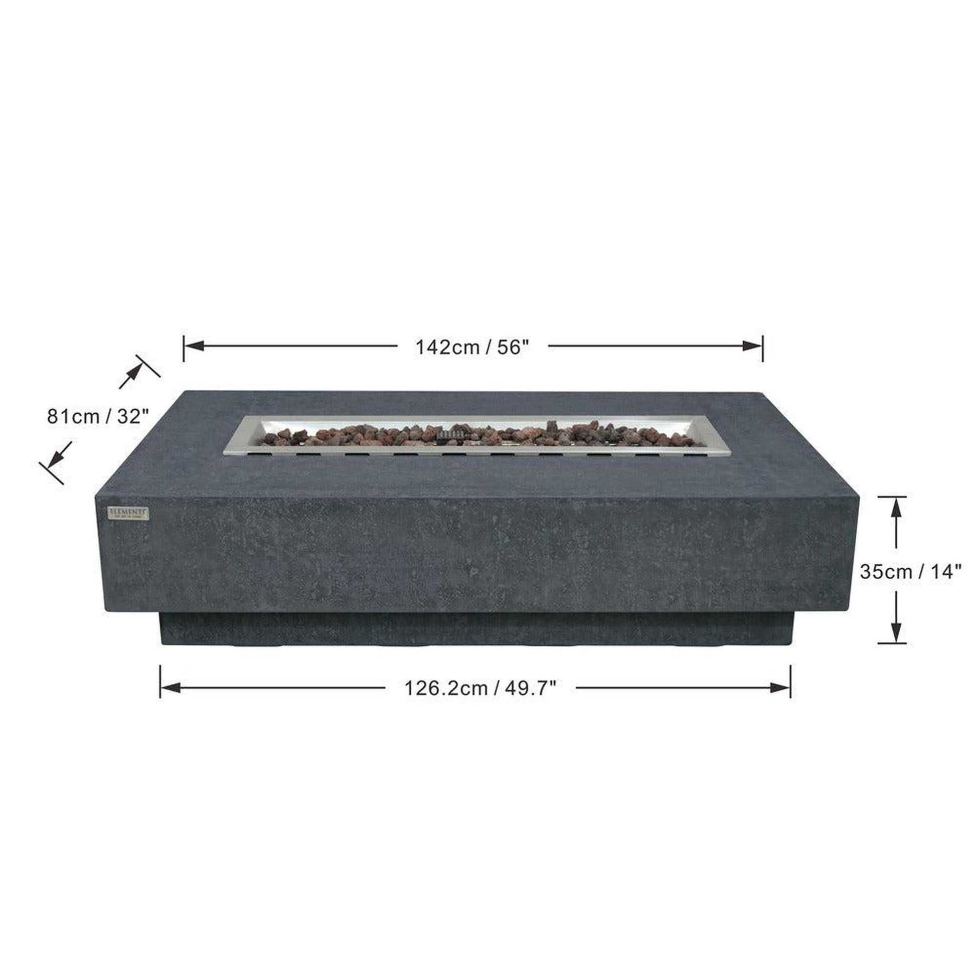 Elementi Hampton 56" Rectangle Dark Gray Concrete Natural Gas Fire Table
