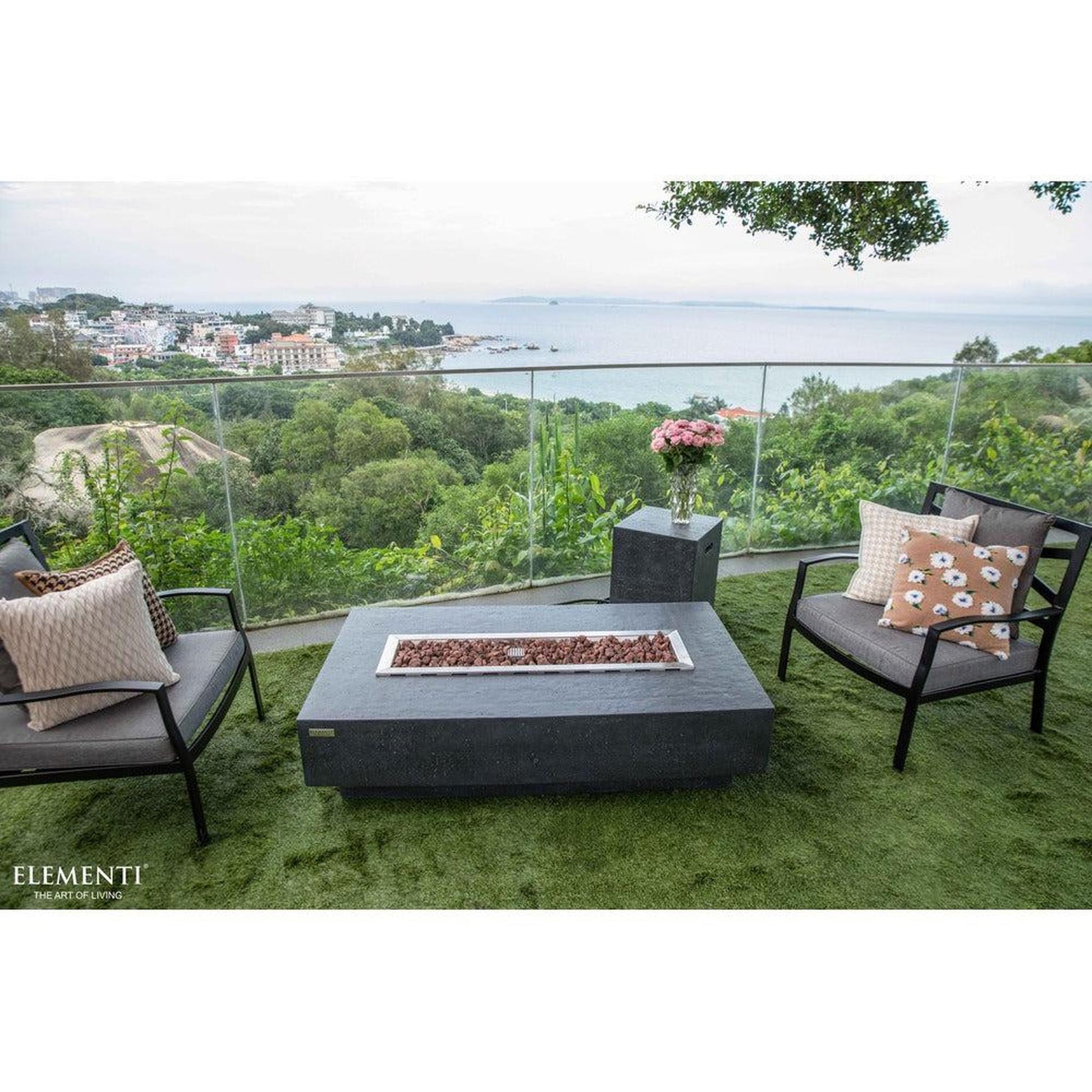 Elementi Hampton 56" Rectangle Dark Gray Concrete Natural Gas Fire Table