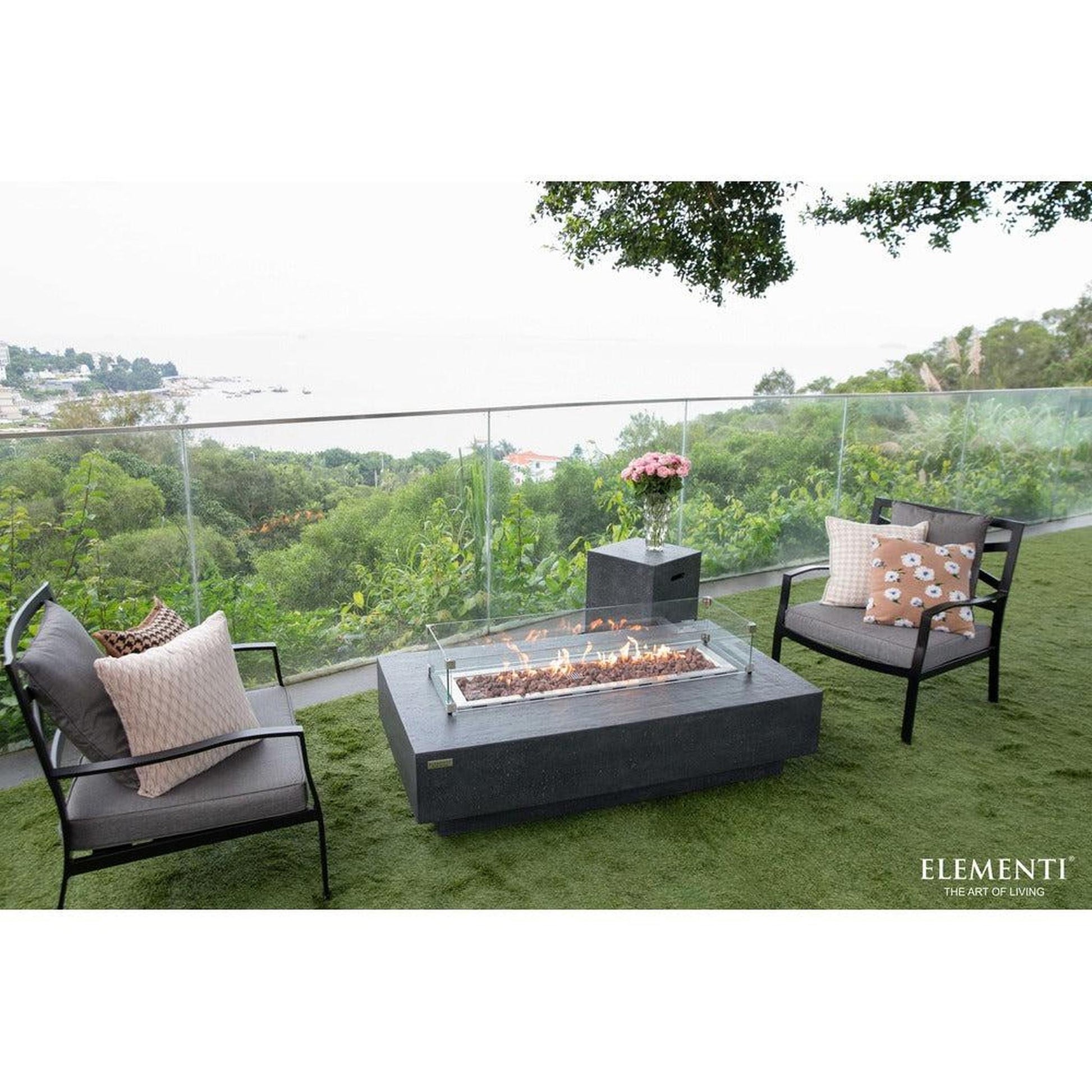 Elementi Hampton 56" Rectangle Dark Gray Concrete Natural Gas Fire Table