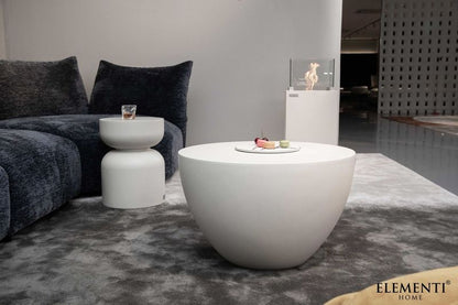 Elementi Home Chronos 14" Small Cream White Concrete Side Table