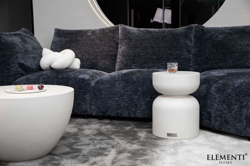 Elementi Home Chronos 14" Small Cream White Concrete Side Table
