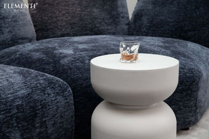 Elementi Home Chronos 14" Small Cream White Concrete Side Table