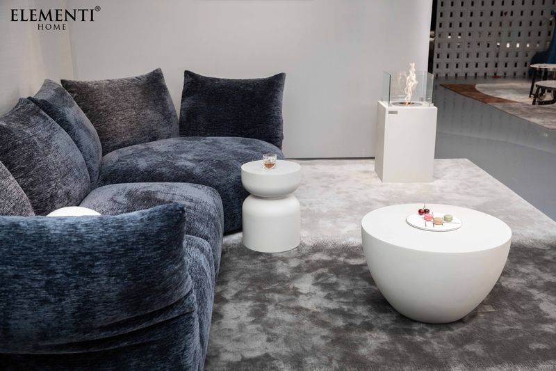 Elementi Home Chronos 14" Small Cream White Concrete Side Table