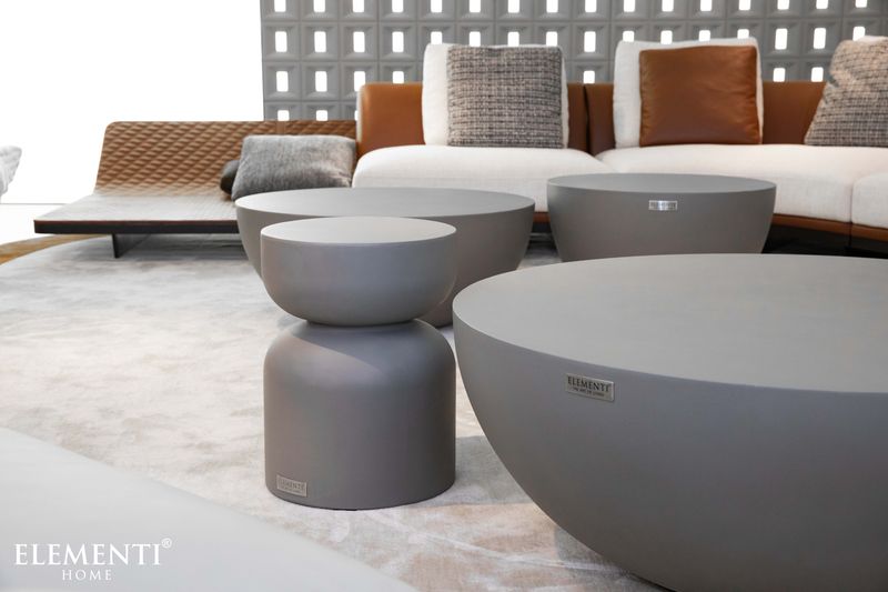 Elementi Home Chronos 14" Small Space Grey Concrete Coffee Table