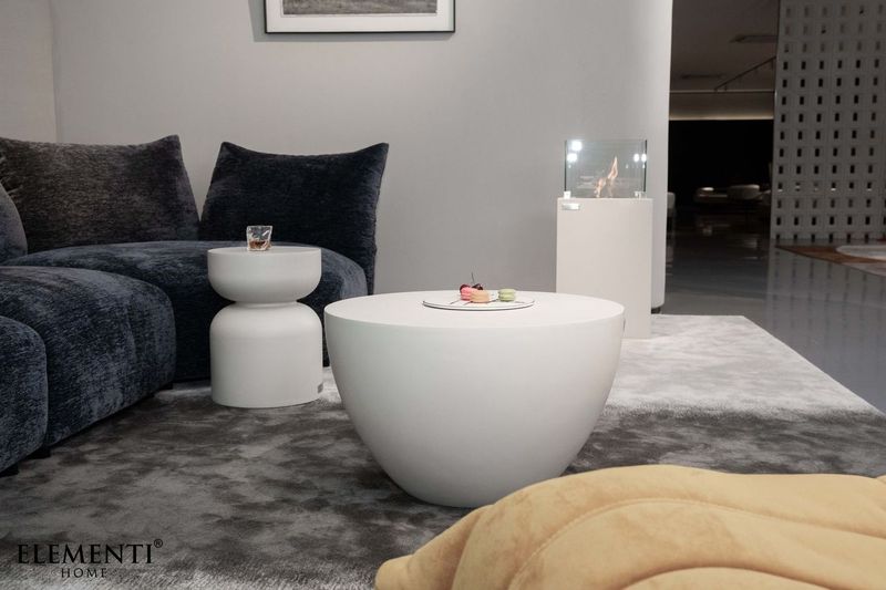 Elementi Home Chronos 26" Small Cream White Concrete Coffee Table