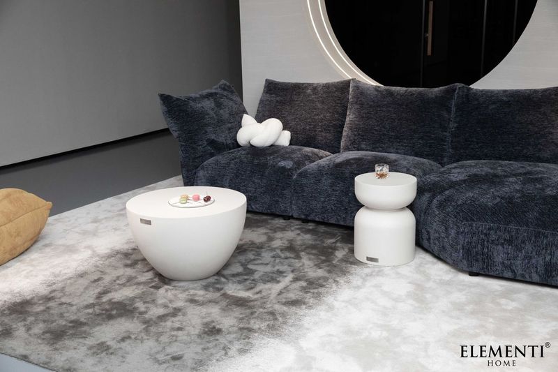Elementi Home Chronos 26" Small Cream White Concrete Coffee Table