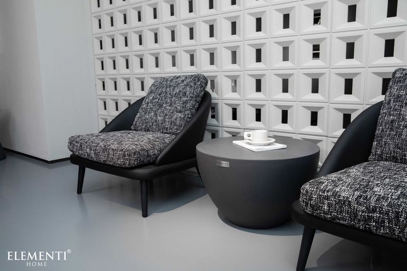 Elementi Home Chronos 26" Small Slate Black Concrete Coffee Table