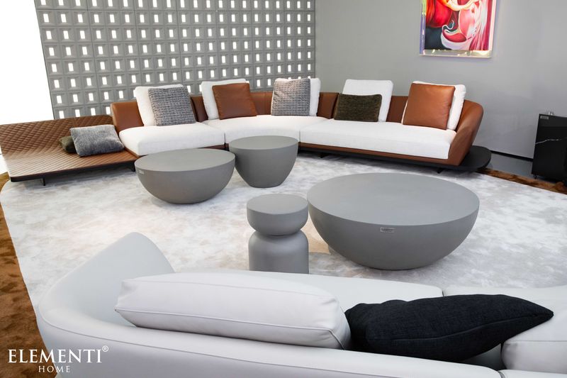Elementi Home Chronos 26" Small Space Grey Concrete Coffee Table