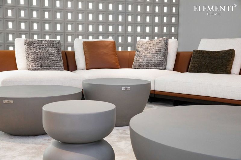 Elementi Home Chronos 26" Small Space Grey Concrete Coffee Table