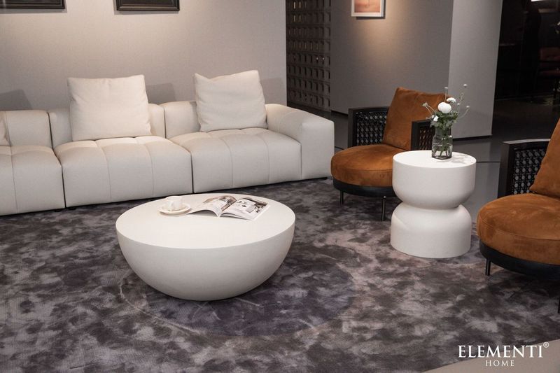 Elementi Home Chronos 34" Medium Cream White Concrete Coffee Table