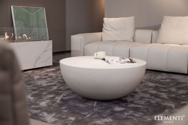 Elementi Home Chronos 34" Medium Cream White Concrete Coffee Table