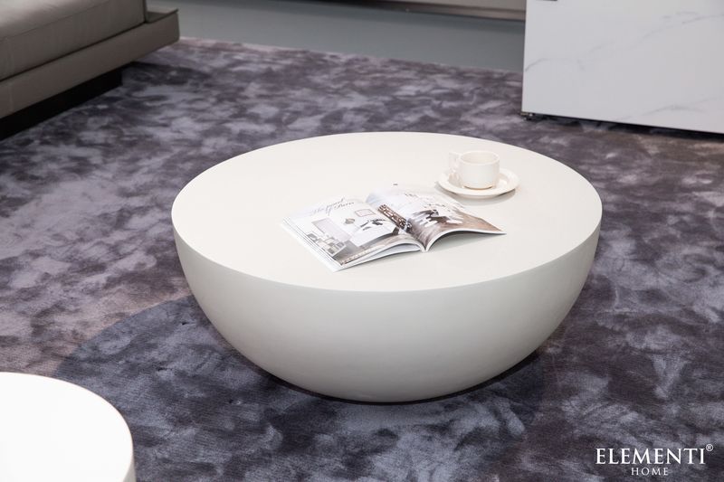 Elementi Home Chronos 34" Medium Cream White Concrete Coffee Table