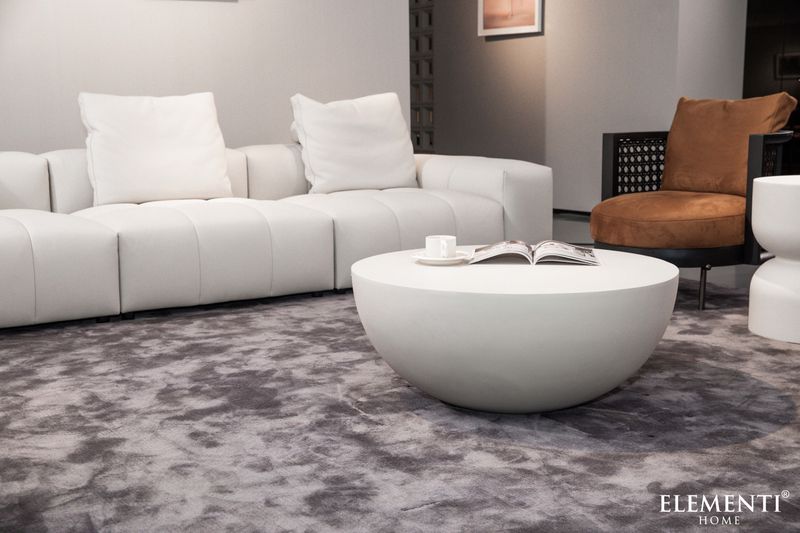 Elementi Home Chronos 34" Medium Cream White Concrete Coffee Table