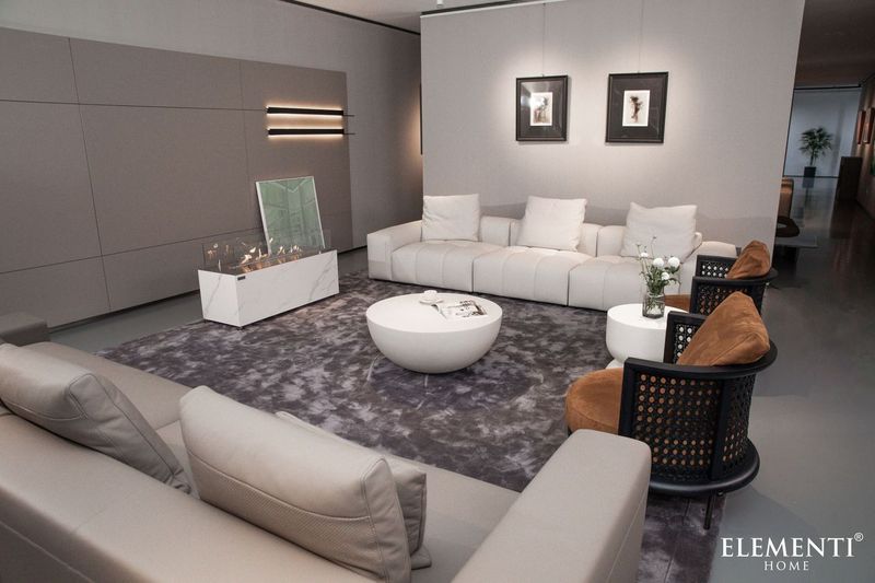 Elementi Home Chronos 34" Medium Cream White Concrete Coffee Table
