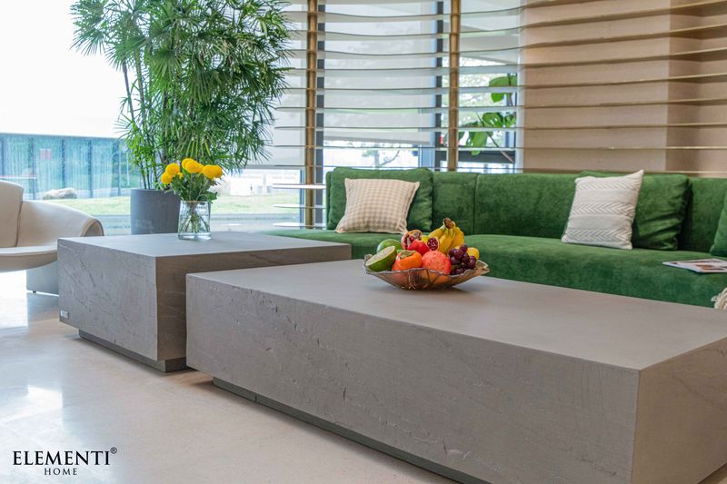 Elementi Home Colorado 60" Large Rectangle Space Grey Concrete Coffee Table