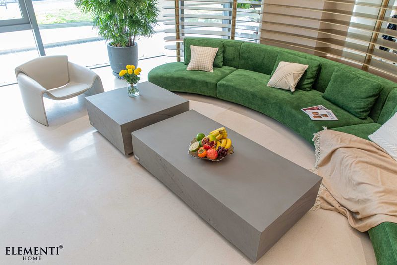 Elementi Home Colorado 60" Large Rectangle Space Grey Concrete Coffee Table