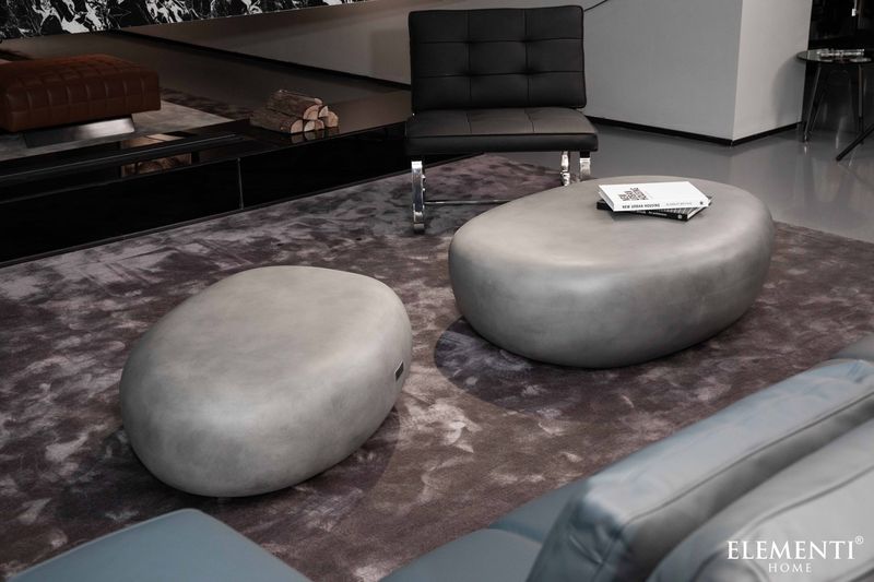 Elementi Home Hawaii 48" Large Moon Grey Concrete Pebble Table