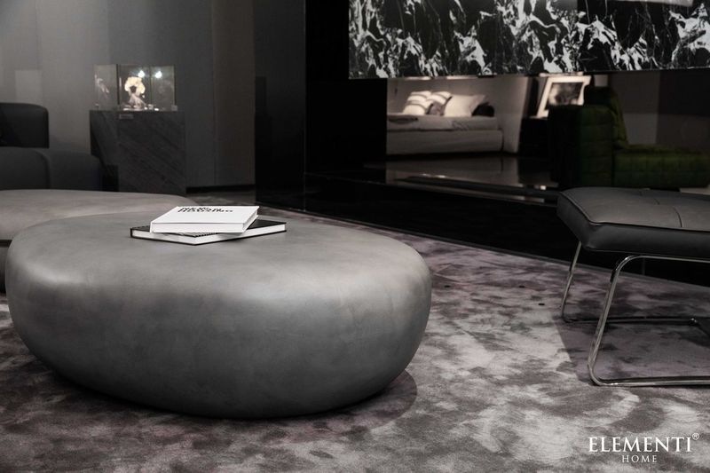 Elementi Home Hawaii 48" Large Moon Grey Concrete Pebble Table