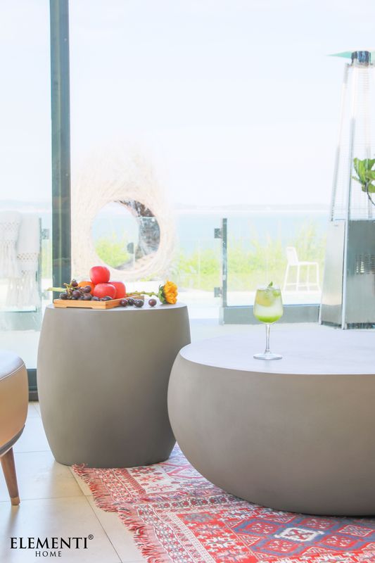 Elementi Home Ikaria 19" Space Grey Concrete Cobble Coffee Table