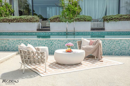 Elementi Home Ikaria 42" Cream White Cobble Concrete Coffee Table