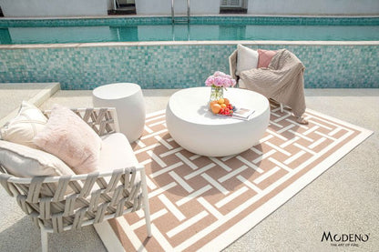 Elementi Home Ikaria 42" Cream White Cobble Concrete Coffee Table