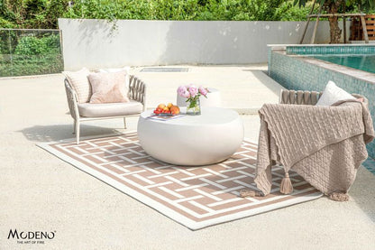 Elementi Home Ikaria 42" Cream White Cobble Concrete Coffee Table