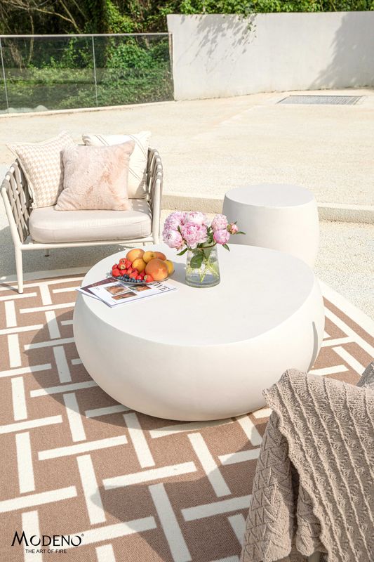 Elementi Home Ikaria 42" Cream White Cobble Concrete Coffee Table