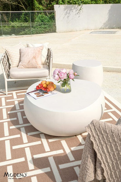 Elementi Home Ikaria 42" Cream White Cobble Concrete Coffee Table